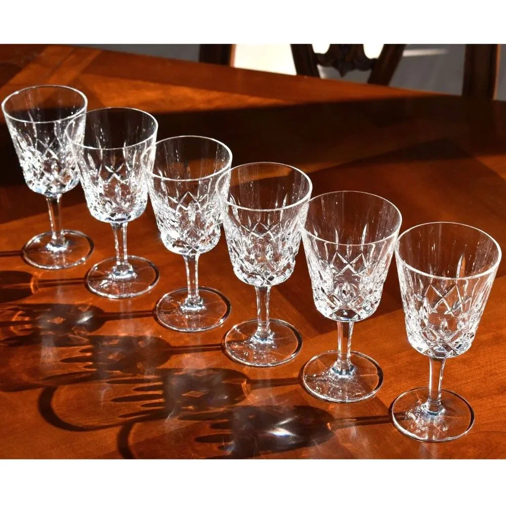 Set of 6 Gorham Crystal King Edward Clarets / Wine Glasses 6” - w/ Original Box